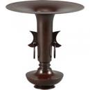 湖月耳立華瓶 ムラ焼青銅