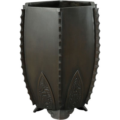 六角ヒレ 菖蒲地紋 斑焼青銅